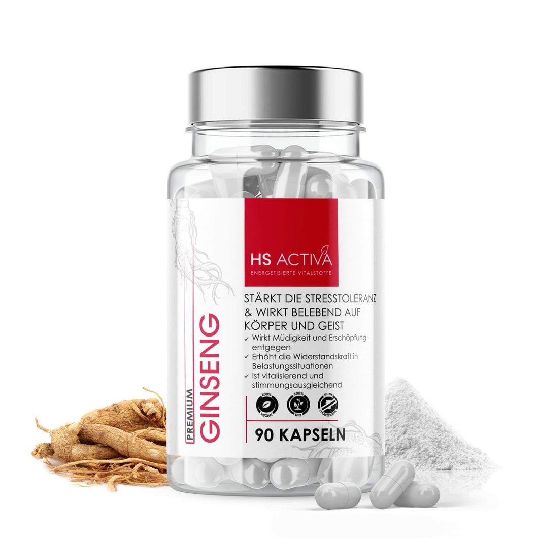 Ginseng I Panax Ginseng Extrakt 80% I Stärkt die Stresstoleranz & wirkt belebend auf Körper und Geist - HS Activa